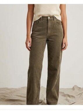 Cotton:On Women Size 6 Olive Green Cord Straight Five Pocket Relaxed Jean Pants